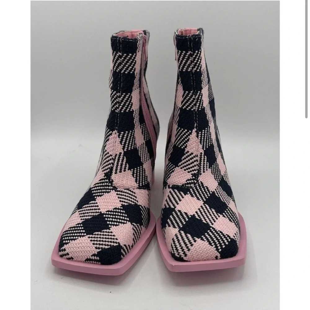 Camper Karole Plaid Bootie pink black plaid size 40 US 10 New in box ankle boots - Picture 2 of 8